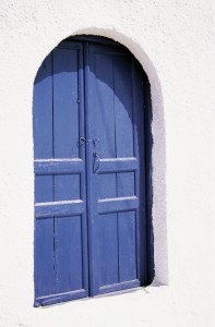 Blue door to yoga in kreuzberg