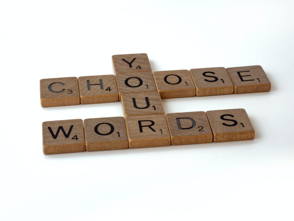 How is choosing your words as a tool in meditation important?
